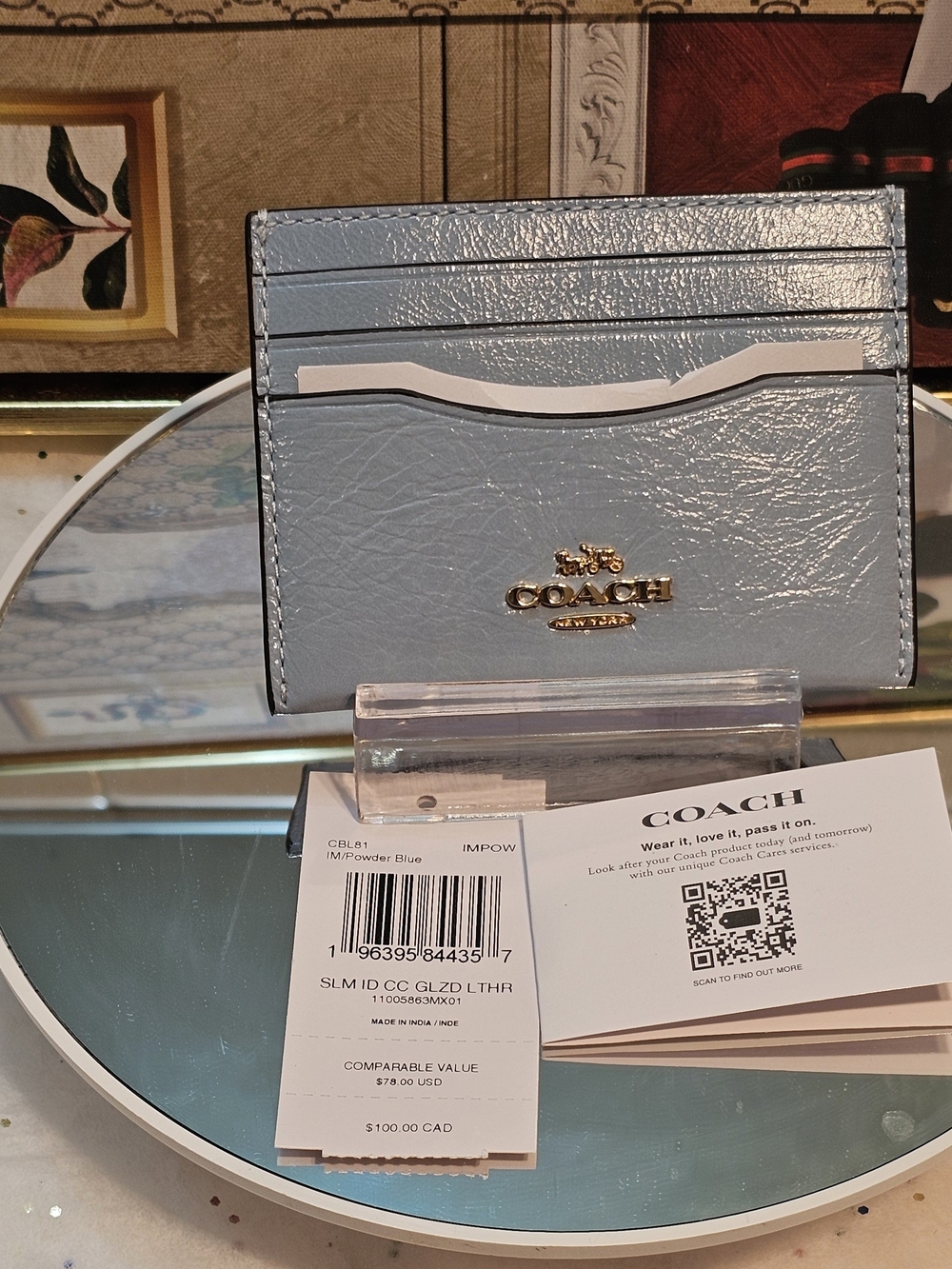 Coach Powder Blue Leather Card Case/ID Holder Wallet